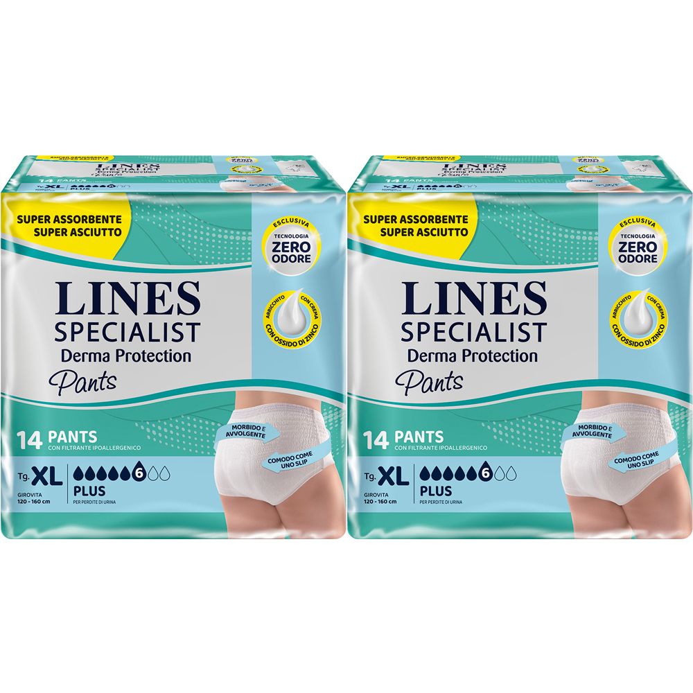LINES Specialist Derma Protection Pants XL Plus 2x14 pz Pannolini