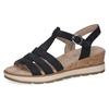 Keilsandalette CAPRICE, Damen, Gr. 38, blau (dunkelblau), Nubukleder, casual, Schuhe, Riemchensandale, Bequemschuh, Sommerschuh mit Zierschnalle
