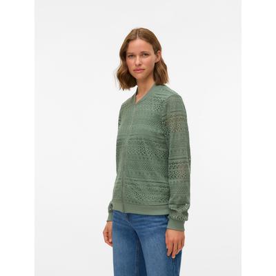 Bomberjacke VERO MODA "VMHONEY LACE BOMBER JACKET WVN GA", Damen, Gr. L (40), laurel wreath pattern:original lace, Web, Obermaterial: 75% Baumwolle, 25% Nylon, unifarben, modisch, Rundhals, Langarm, Jacken Image