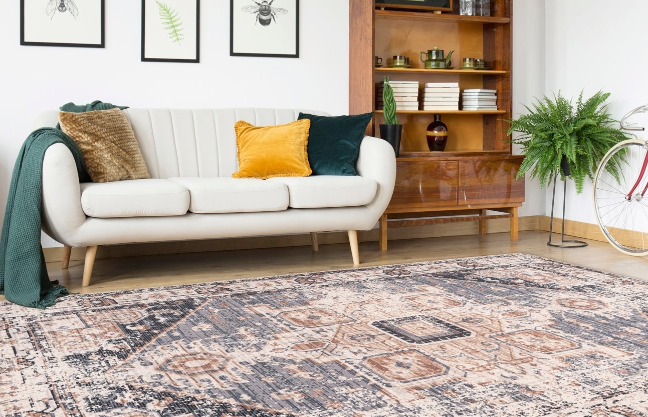Teppich MY HOME "Aniela", braun (braun, grau), B:160cm H:10mm L:230cm, Baumwolle, Teppiche, Baumwollteppich, Wohnzimmer Image