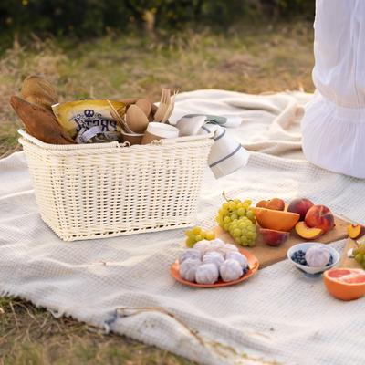 Front Bike Basket, Picnic Wicker Basket with Handle - 9.75