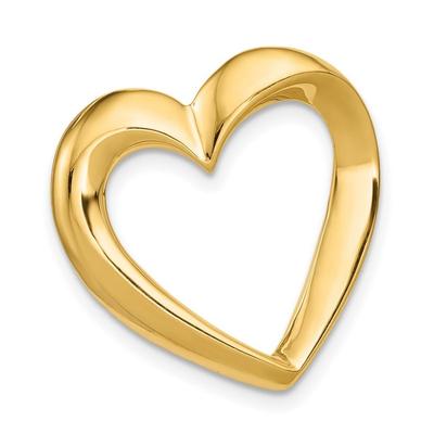 Curata 14k Yellow Gold Solid Polished Puffed Heart Slide Pendant Necklace (22mm x 23mm)