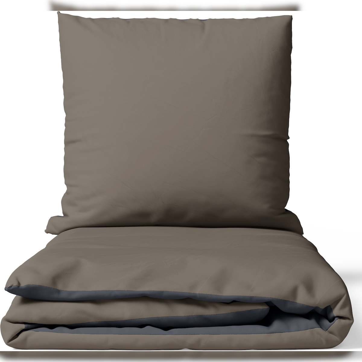 Leonado Vicenti Satin Bettwäsche 135x200 cm 100% Baumwolle Braun Uni Kissenbezug 80x80 cm Reißverschluss 4 teilig Image