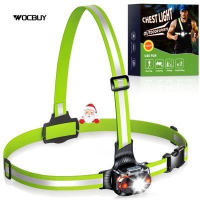 TEMU Wocbuy Running Lights For Runners, Adjustable 45° Running Light, 6 Light , Usb Rechargeable, Running Chest Light With Reflective Strips For Jogging, Outdoor Sports Dog Walking, Hiking Image