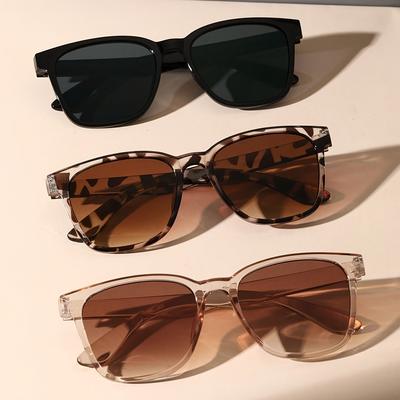TEMU 3pcs Boho Plastic Frame Glasses For Women - Black, Brown, And Clear Lenses With Decorative Accents, Festivals And Casual Attire, Festival Accessories|boho Fashion|decorative Lenses Image