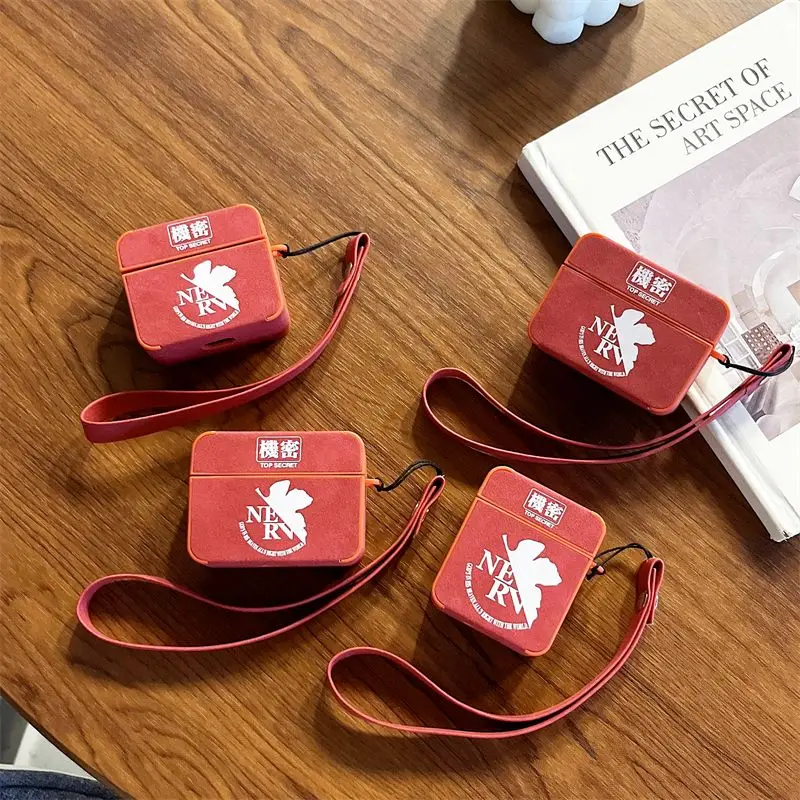 Neue Neon Genesis Evangelion Anime-Peripheriegeräte, kreative Cartoon-Leder-Bluetooth-Headset-Hülle, hochwertige Weihnachtsgeschenke Image