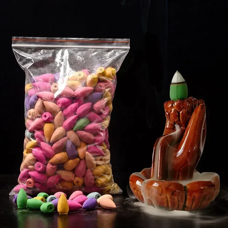 Gemischter Wasserfall, Rauch, Rückfluss, natürlicher Weihrauchkegel, Weihrauchkegel, Lavendel, mehreren Duftungen, geeignet für Orte, Teestube, Yoga-Raum Image