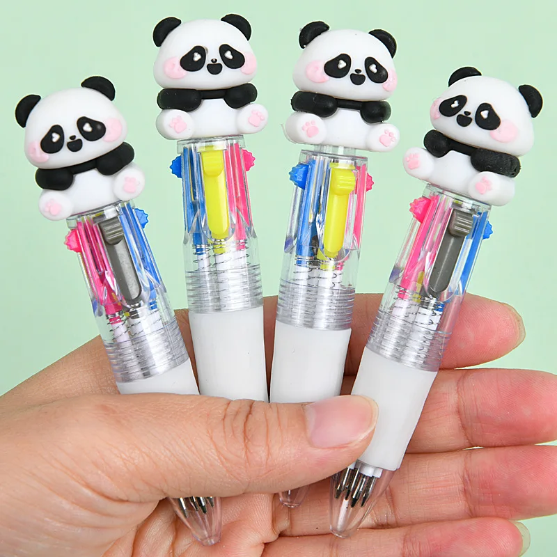 6 teile/los Kawaii Panda 4 Farben Kugelschreiber Mini Koreanische Schreibwaren Stifte Zum Schreiben Nette Schule Bürobedarf Image
