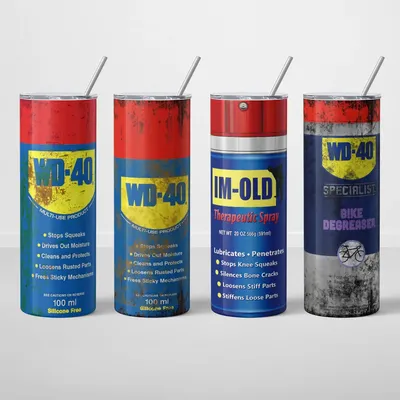 WD-40 Themed Stainless Steel Tumbler Set, 20 oz, Insulated Travel Cups with Straws
