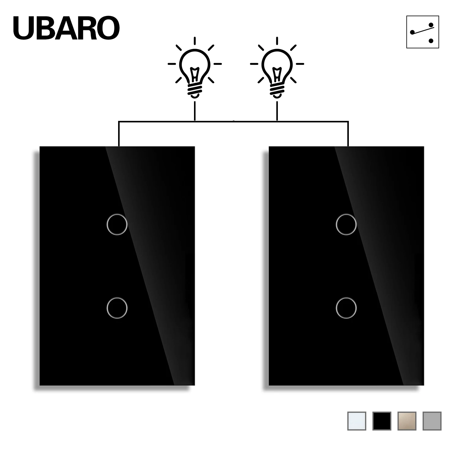 118*75mm 100-240Vac Touch Schalter 2gang 2Way Schwarz Luxus Glas Panel Treppen Kreuz Sensor schalter Schlafzimmer Durchgang Taste Image