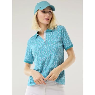 Walbusch Damen Jersey Polo Shirt Hellblau bedruckt Image