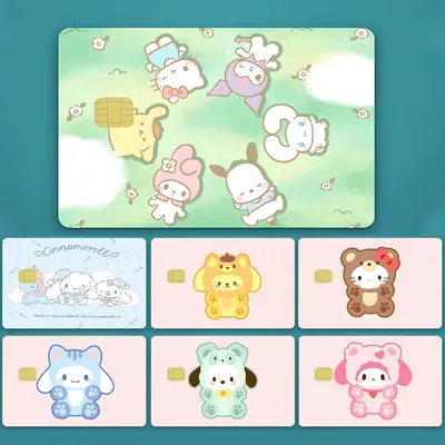 Cartoon S-Sanrio Aufkleber Cartoon Dekorative Kleine Wasserdichte Chip 4PCS Karte Aufkleber Neue Image