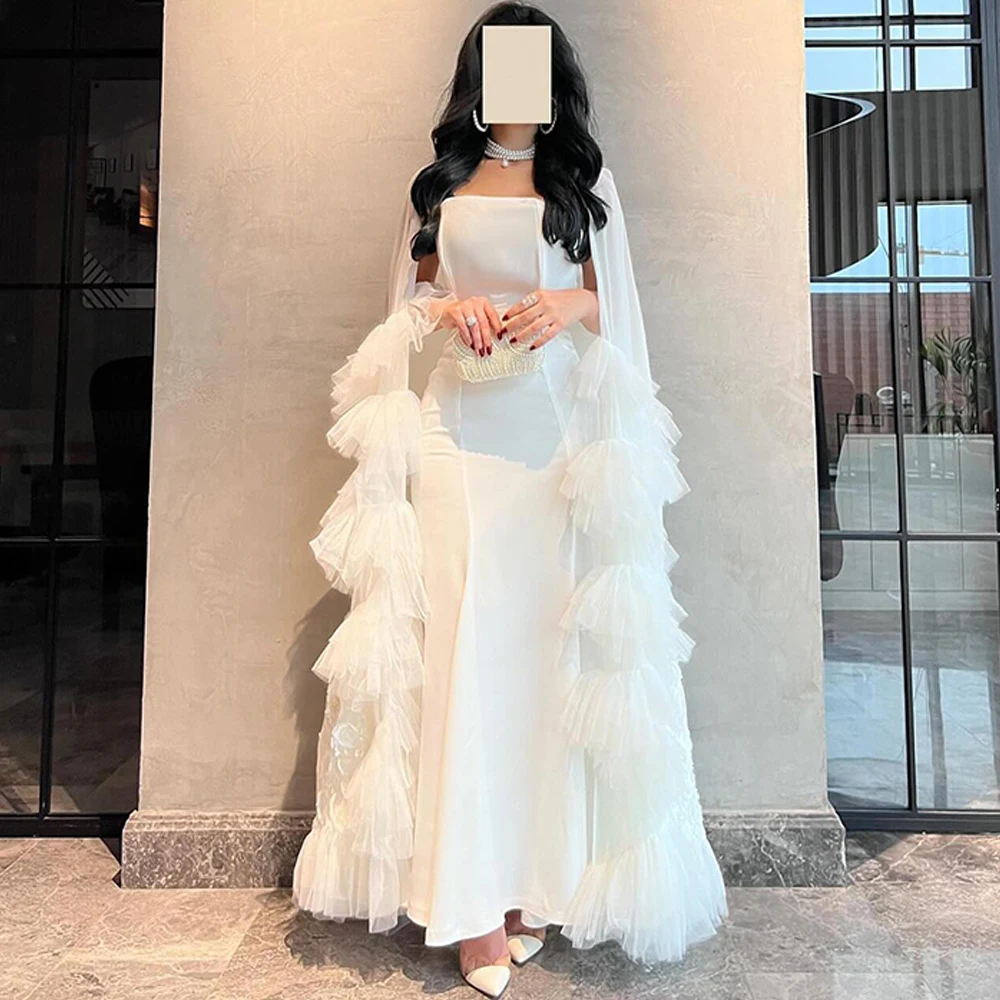 Temperament Chiffon Strapless Evening Dress High Quality Shawl Customized Special Occasion Gowns Graceful Mermaid Bridal Party
