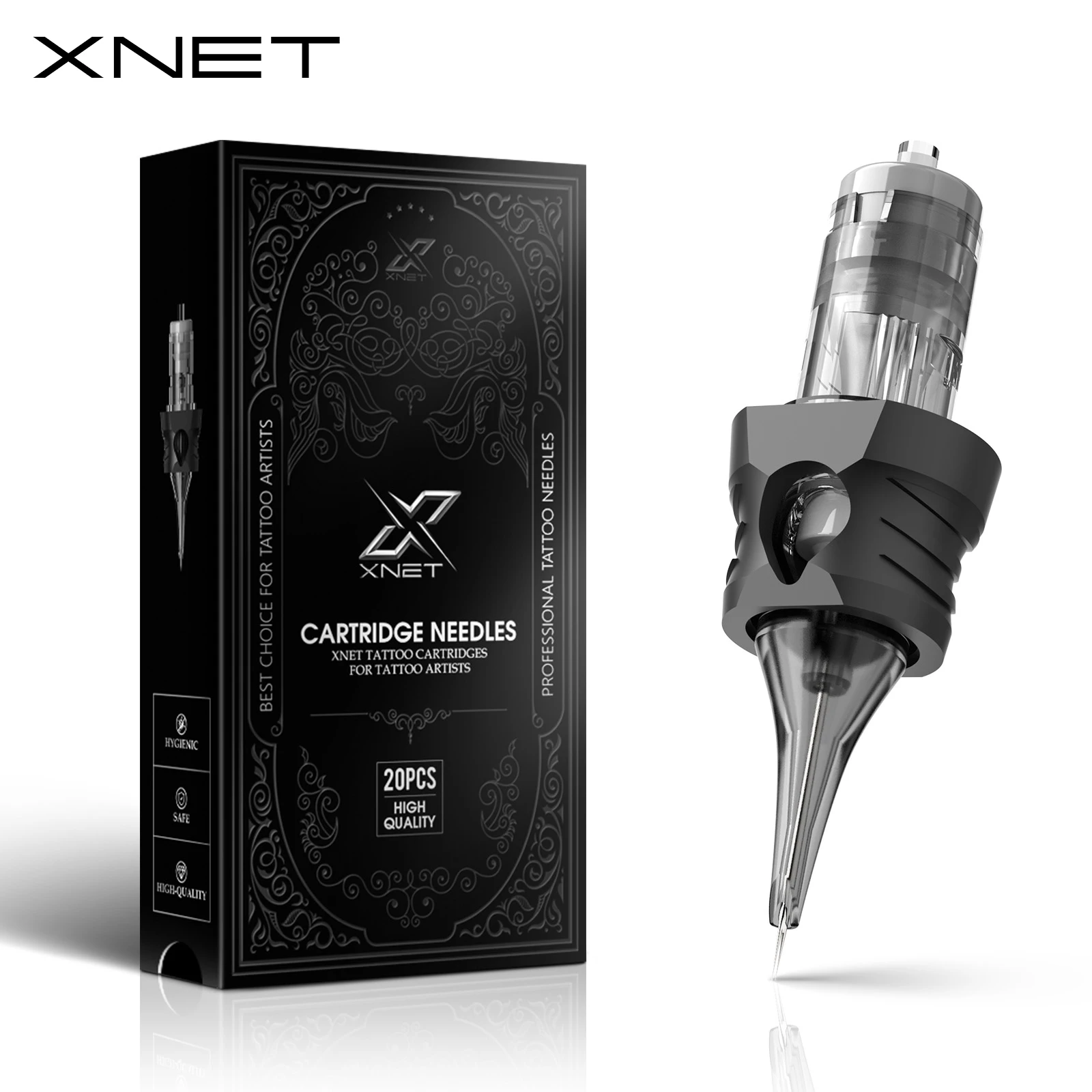 XNET Aurora-Patronen-Tattoo-Nadeln, RL, sterilisierte Einweg-Sicherheit mit Silikonhülle für Make-up, permanent, 1, 3, 5, 7, 9, 11RL, 20 Stück Image