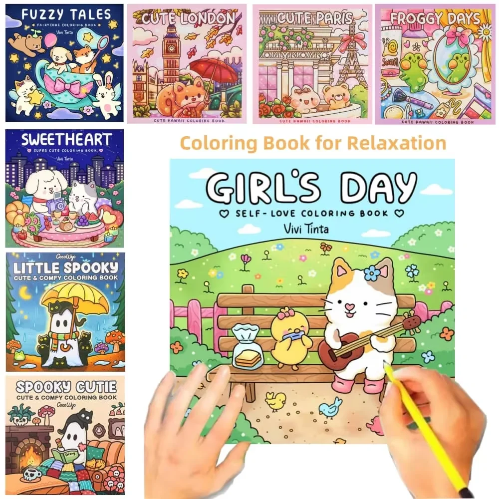 Sweetheart Spooky Cutie Malbuch für Erwachsene und Teenager: Gruselige, süße Kreaturen in Hygge-Szenen – Entspannungsgeschenk für Halloween Image