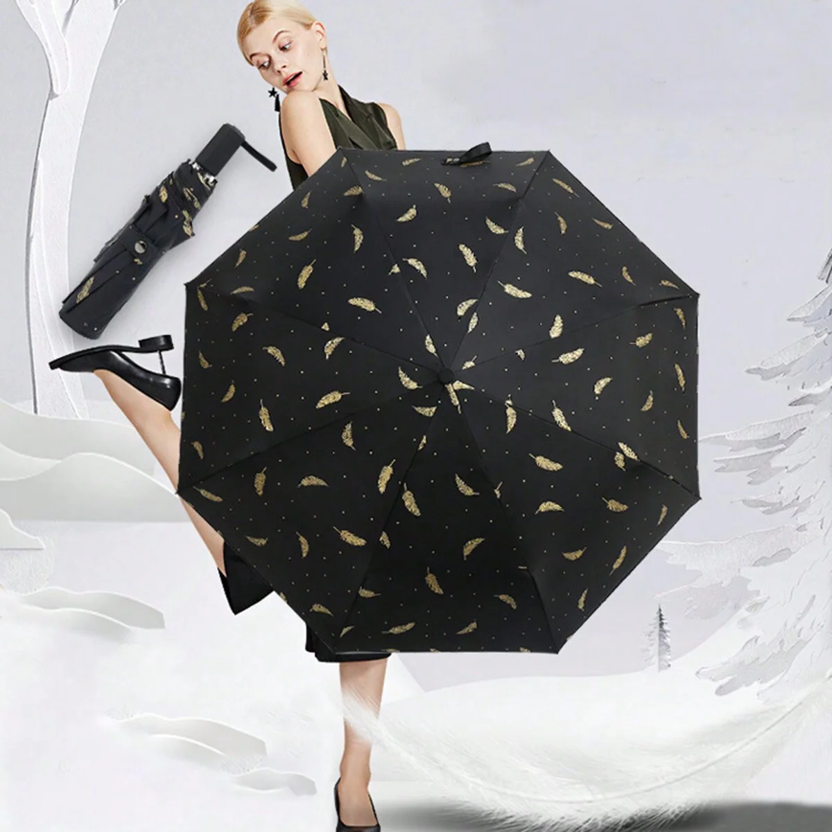 1/2/3 Stück Modischer und langlebiger Regenschirm – tragbar und leicht, geeignet für Männer und Frauen Image