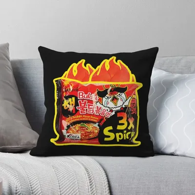Buldak 3x Hot Chicken Spicy Ramen Quadratischer Kissenbezug Polyester Leinen Samt Muster Image