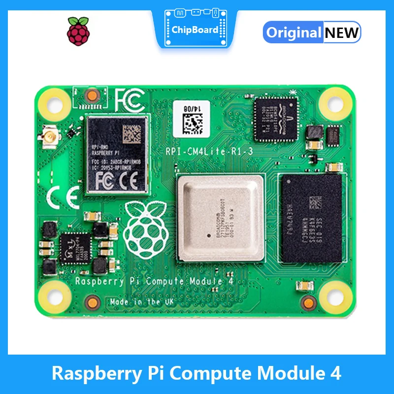 Raspberry Pi CM4 mit WLAN- und Bluetooth-Unterstützung - 1GB/2GB/4GB/8GB RAM und eMMC-Speicher (8GB/16GB/32GB) Lite-Option Av Image