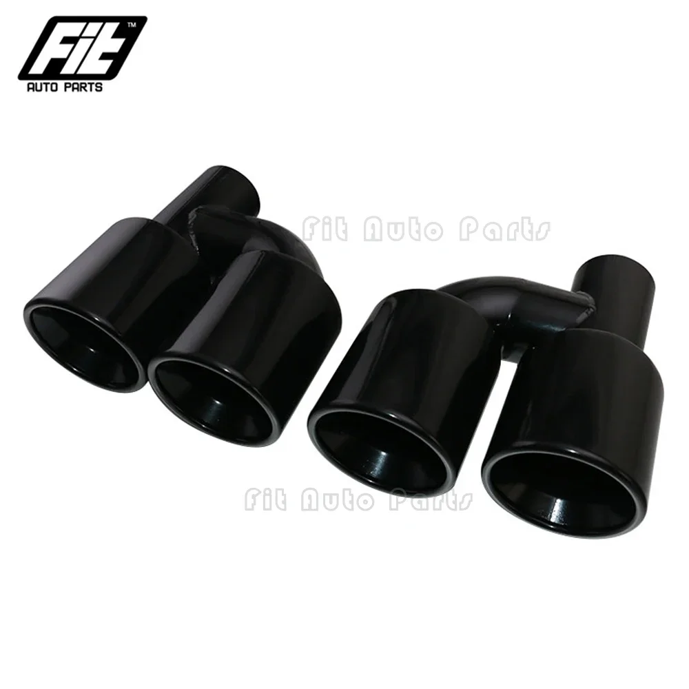 Universal Auto Auspuff Endrohr 63mm Einlass Dual Hinten Schalldämpfer Spitze Edelstahl Schwarz 89mm/102mm Outlet auto Zubehör Image