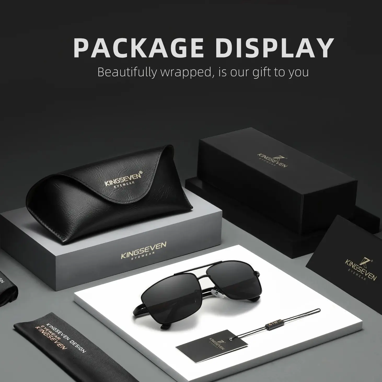 KINGSEVEN Marke Design Klassische UV400 Sonnenbrille Männer Polarisierte Quadratischen Rahmen Gläser Mode Hohe Qualität Pilot Fahren Brillen Image