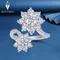 Sunflower Full Moissanite Engagement Rings For Women 925 Sterling Silver Adjustable Ring Wedding