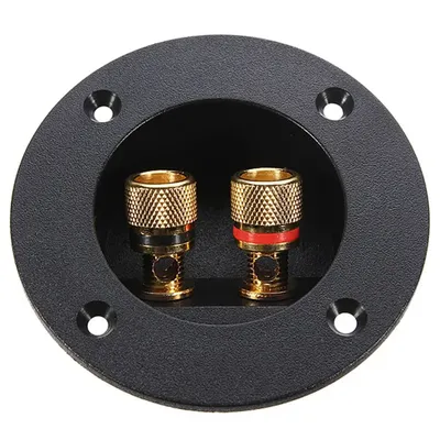 Black Brand New Speaker Terminal Connectors Round Boxes with 2 Banana Jack Gilded Subwoofer Stereo