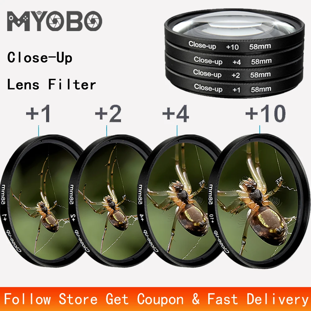 MYOBO Filtro macro ravvicinato +1 +2 +4 +10 per fotocamera DSLR SLR Filtri per lenti ravvicinate - 37 40,5 43 46 49 52 55 58 62 67 72 77 82 mm