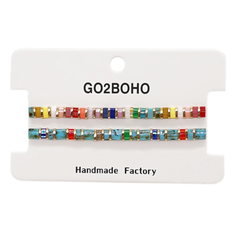Go2Boho Boho Gioielli Miyuki Tila Bracciale con perline Gioielli Arcobaleno Pulseras Perline multicolori Braccialetti da spiaggia estivi Set per le donne