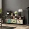 Meuble TV, meuble TV, console multimédia, avec plateau en grain de bois et tiroirs de rangement,