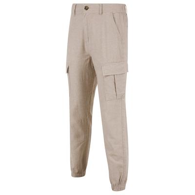 Trousers Idas Linen Cotton Comfort Fit Elasticated Waist Cargo Trousers in Nomad Sand / XXL - Tokyo Laundry