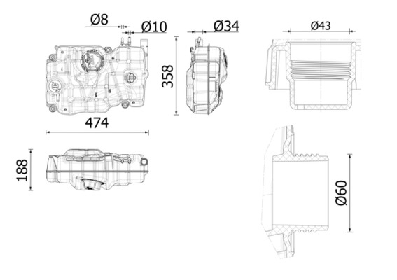 MAHLE Universal mit Kühlmittelstandsensor schwarz CRT 270 000S Image