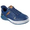 Slip-On Sneaker SKECHERS "SIZZLE-SNOOP SIZZLE SLIP-INS PAISLEY", Herren, Gr. 50,5, blau (navy, braun), Leder, modisch, Schuhe, Snoop Dogg Sneaker, Sneaker zum Schlupfen