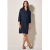 Blusenkleid CECIL, Damen, Gr. XL (44), US-Größen, blau (universal blau), Stoff, 100% Leinen, unifarben, casual, comfort fit knielang, V-Ausschnitt, 3/4-Ärmel Bündchen, Kleider, knielang