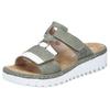 Keilpantolette RIEKER, Damen, Gr. 42, schilf, sanftes weiß, Lederimitat, casual, Schuhe, Sommerschuh, Strandschuh, Keilabsatz, mit zwei Klettverschlüssen