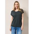 T-Shirt CECIL, Damen, Gr. XXL (46), slate khaki, Jersey, Obermaterial: 50% Baumwolle, 50% Modal, unifarben, casual, regular fit taillenbedeckt, Rundhals, Kurzarm, Shirts, mit elastischem Bund