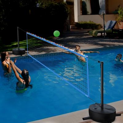 15-32 ft Pool Volleyball Net Games Set with Light and Weighted Base - N/A