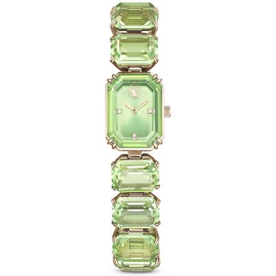 Quarzuhr SWAROVSKI "MILLENIA", grün (hellgrün, goldfarben), Armbanduhren, Damen, Armbanduhr, Damenuhr, Swiss Made, Edelstahlarmband, analog Image