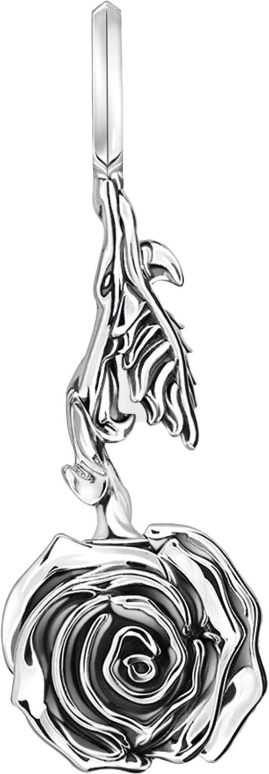 Kettenanhänger THOMAS SABO "Anhänger Midnight Rose", silber (silberfarben, schwarz), Schmuckanhänger, Damen, Silber 925 (recycelt), 6,05 g, Kettenanhänger Image