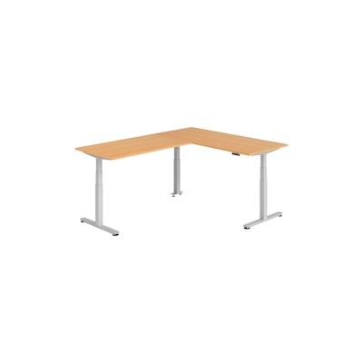bümö Eckschreibtisch elektrisch höhenverstellbar L-Form: 180 x 240 cm in Buche, Gestell silber - Stehschreibtisch mit Memory-Steuerung, elektrischer Image