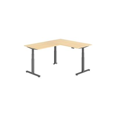 bümö Eckschreibtisch elektrisch höhenverstellbar L-Form: 160 x 200 cm in Ahorn, Gestell graphit - Stehschreibtisch mit Memory-Steuerung, elektrischer Image