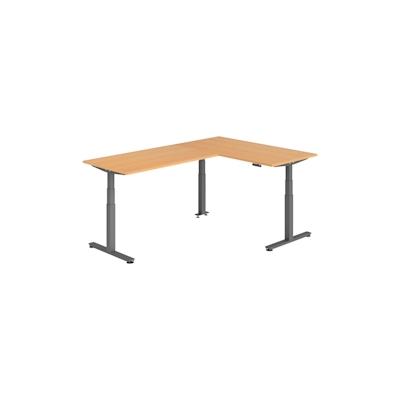 bümö Eckschreibtisch elektrisch höhenverstellbar L-Form: 160 x 240 cm in Buche, Gestell graphit - Stehschreibtisch mit Memory-Steuerung, elektrischer Image