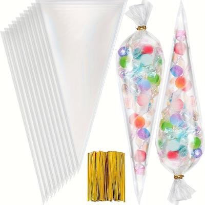 TEMU Transparent Cellophane Bags For Party Favors - 50/100pcs | Ideal For Weddings, Birthdays & Holidays | Durable Bags With Handles Image