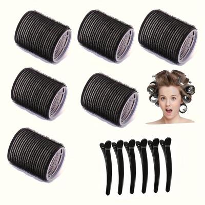 TEMU 12pcs/set Rollers Kit With6pcs Heatless Hair Rollers And6 Hair Clips With1pcspray Bottle, Diy Hair Curling Tools Set Image
