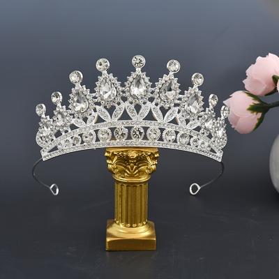 TEMU 1pc Fashionable And Luxurious Princess Bride Crown Headwear For Wedding Birthday Party Adult Gift, Crown Headpiece, Suitable For Weddings, Birthdays, Ceremonies And Other Occasions Image