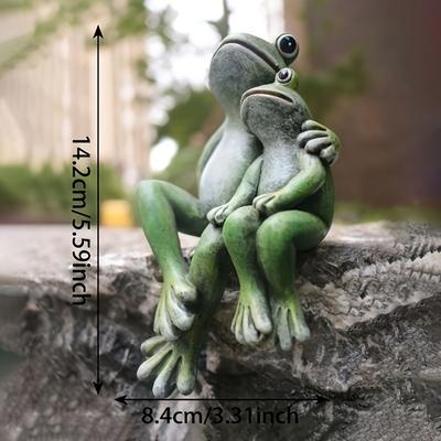 TEMU 1pc Warm Frog Resin - Frog Animal Resin Statue, New Year Creative Festival Gift, Suitable For Day Gift, Garden Statue, Outdoor Decoration, Lawn Decoration Art, Lawn, Home Decoration Image