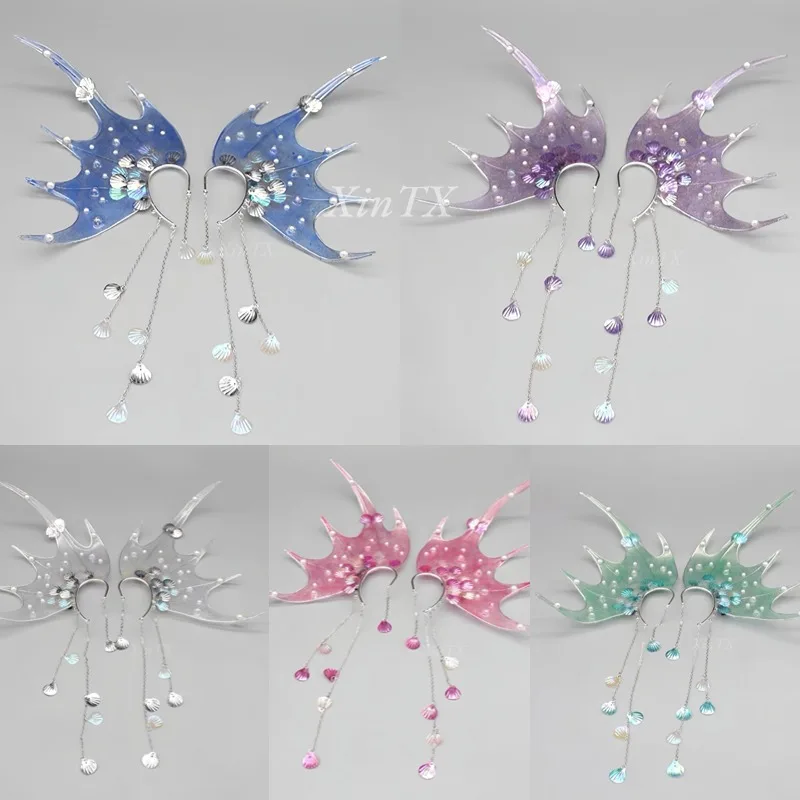 COS Meerjungfrau Ohren Farbverlauf handgemachte Hai Ohren Kopfschmuck Fee Zauberer Traum Haarschmuck Meerjungfrau Requisiten Foto Cosplay Image