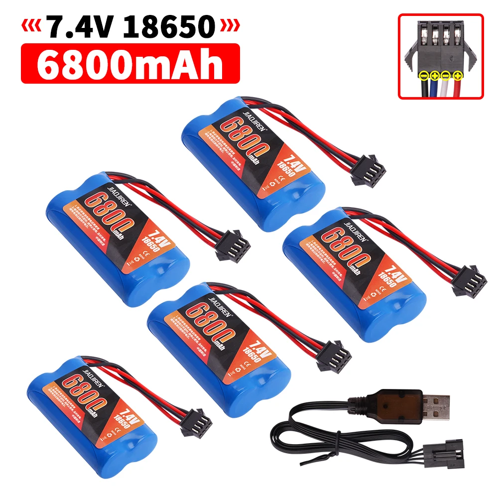 SM-4P Stecker 7,4 V 6800 mah 18650 LI-ION Batterie mit für auto modell wasser kugel pistolen spielzeug teile RC spielzeug Boot ersatzteile 2S batterie