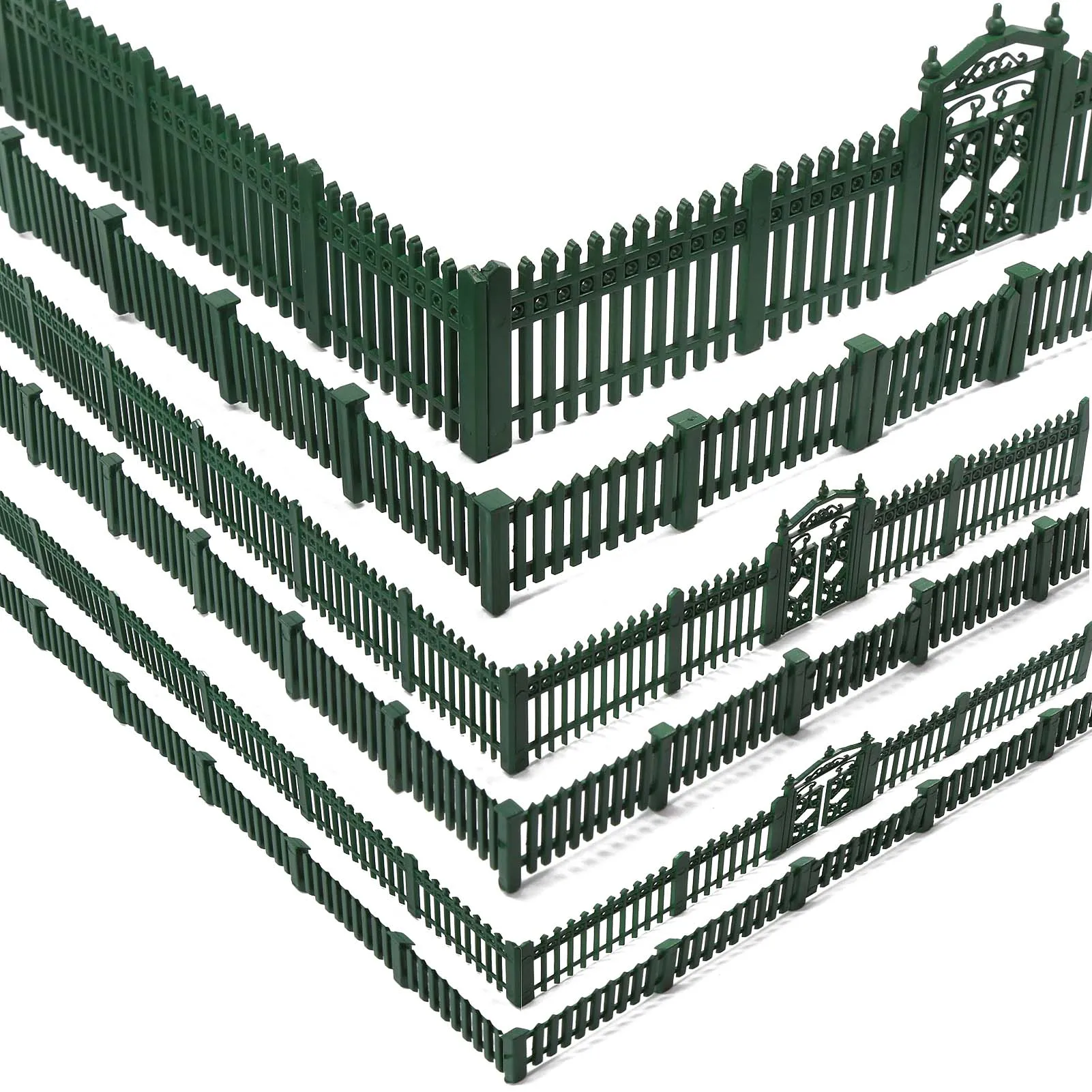 Eevemodel O HO N maßstabsgetreue Modellzäune mit Tore, Gebäudewand für Modelleisenbahnen, Diorama-Szene Image