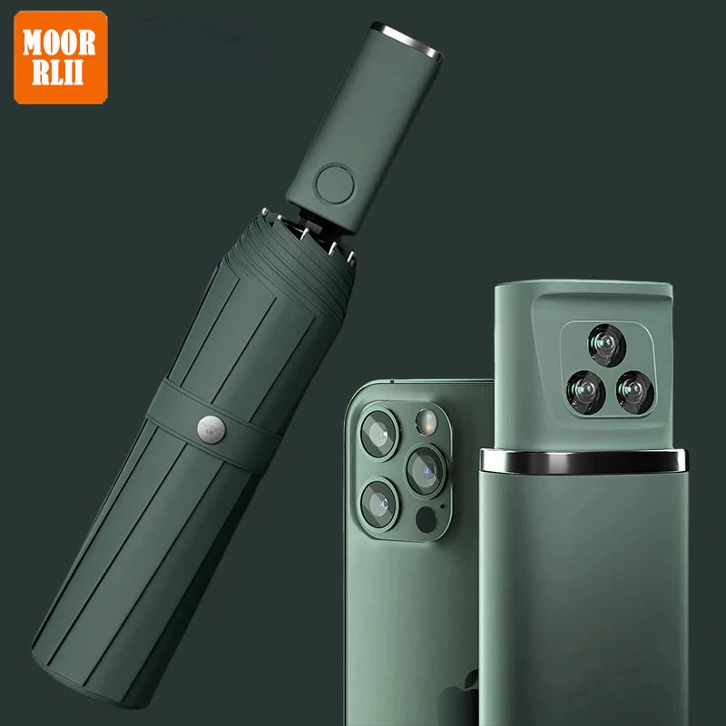 Neue LED Automatische Faltschirm Mit Led-Licht Winddicht Große Regen Regenschirme Tragbare Outdoor Sonnenschirm Für Männer Frauen Image