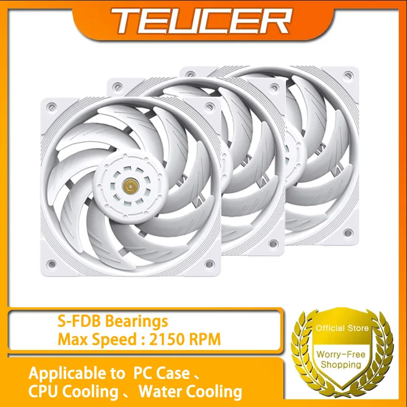 TEUCER Wind Holiness 12CM Gehäuselüfter 4PIN PWM Leise Lager Typ CPU Wasserkühlung Lüfter Computer Wärmeableitung Image